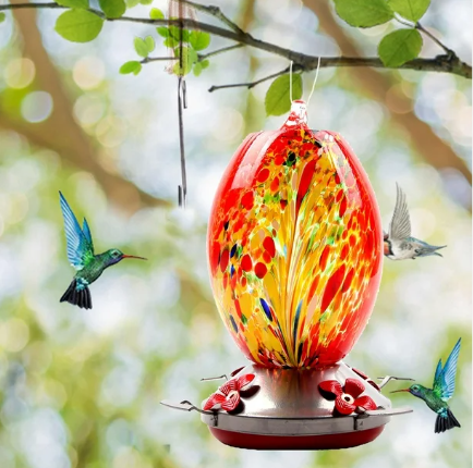 Attract More Hummingbirds With Hatmeo's Blown Glass Hummingbird Feeder