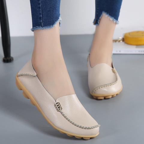 Genuine Leather Comfortable Two-Way Flat Shoes