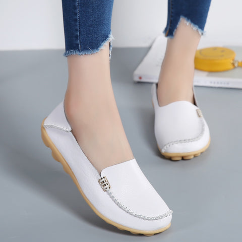 Genuine Leather Comfortable Two-Way Flat Shoes