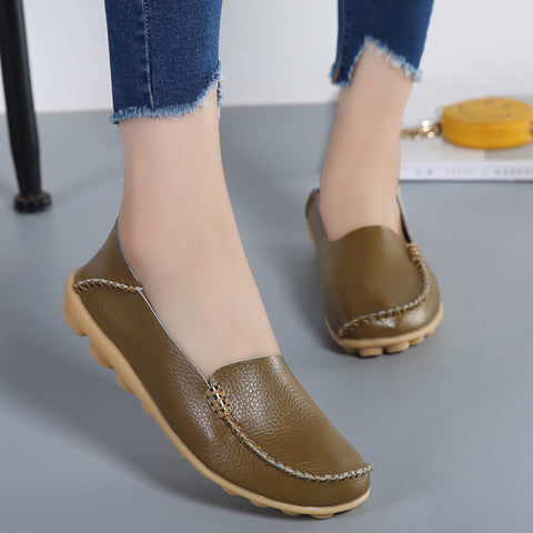 Genuine Leather Comfortable Two-Way Flat Shoes