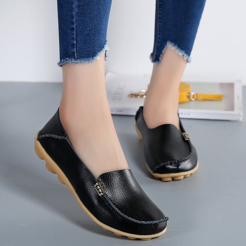 Genuine Leather Comfortable Two-Way Flat Shoes