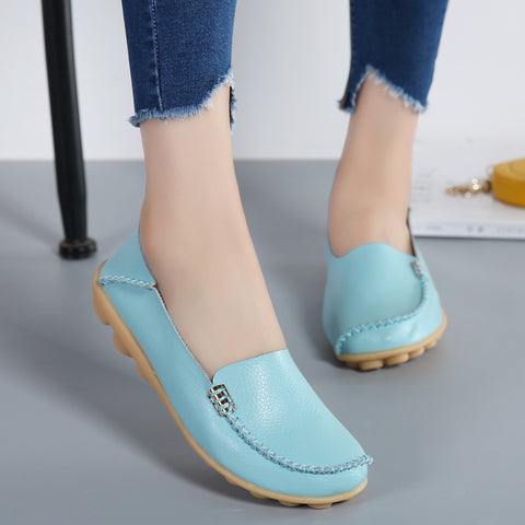 Genuine Leather Comfortable Two-Way Flat Shoes