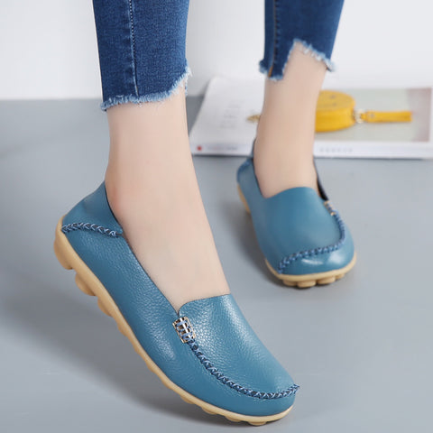 Genuine Leather Comfortable Two-Way Flat Shoes