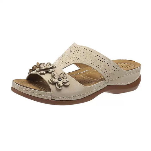 Hatmeo Women's Sandals with Floral Decoration and Arch Support