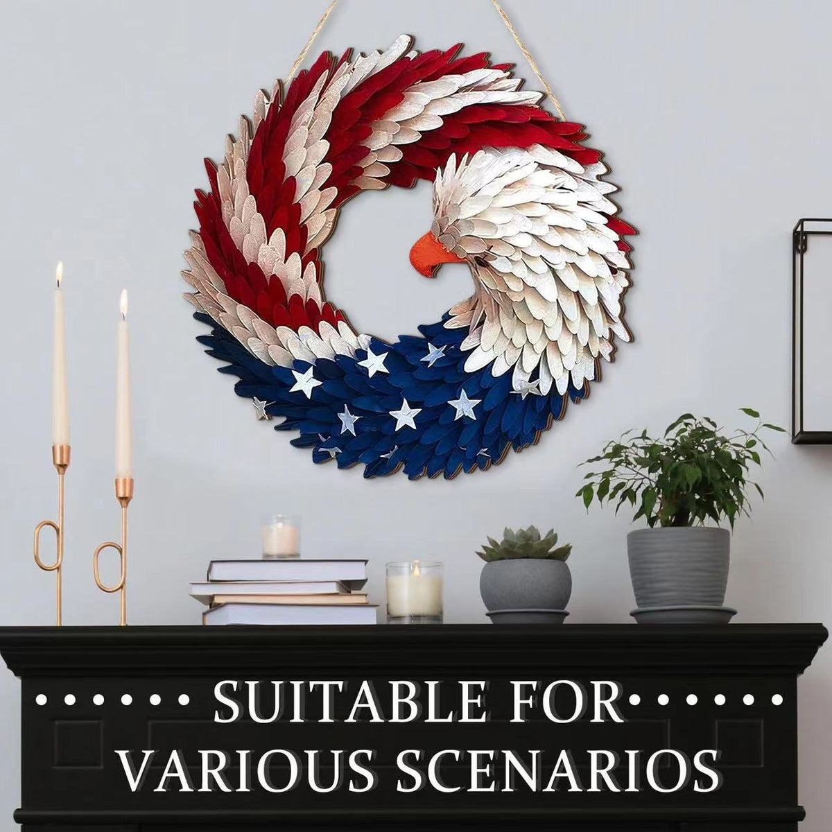 Hatmeo Independence Day Decoration Brave Wings Wreath