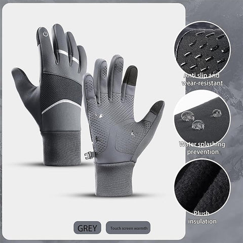 Hatmeo Plush Warm Ski Gloves Touch Screen Windproof Non-Slip Cycling Gloves