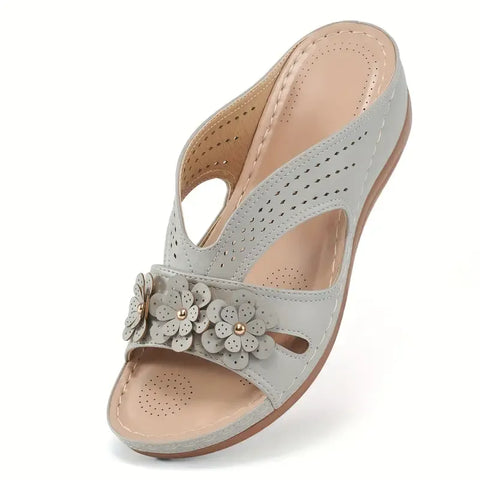 Hatmeo Women's Sandals with Floral Decoration and Arch Support