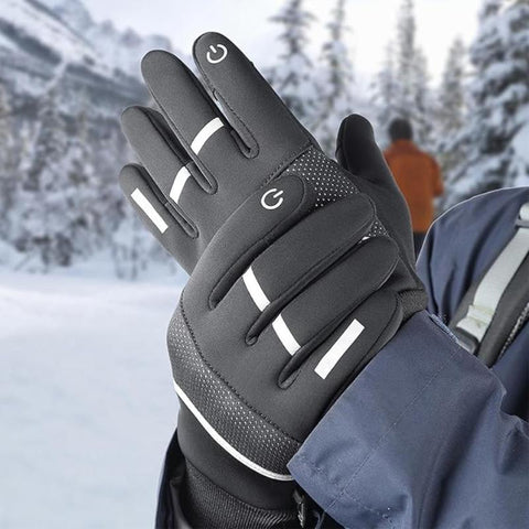 Hatmeo Plush Warm Ski Gloves Touch Screen Windproof Non-Slip Cycling Gloves