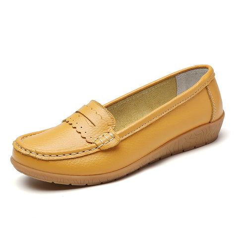 Hatmeo Genuine Leather Comfortable Flat Shoes