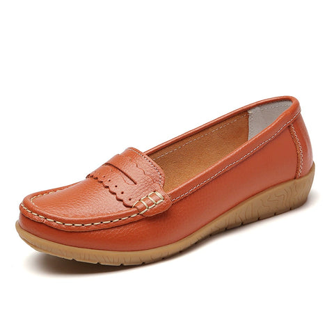 Hatmeo Genuine Leather Comfortable Flat Shoes