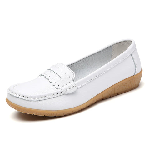 Hatmeo Genuine Leather Comfortable Flat Shoes