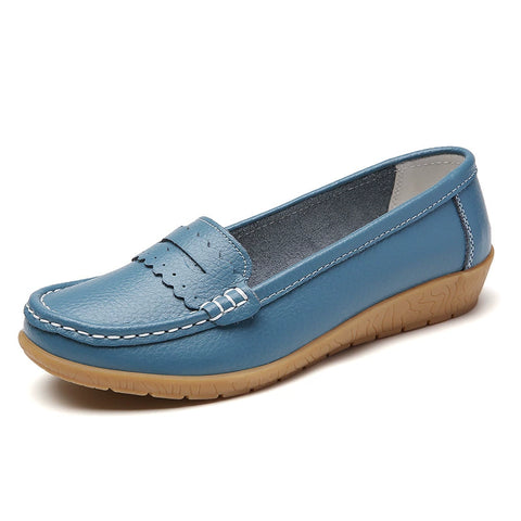 Hatmeo Genuine Leather Comfortable Flat Shoes